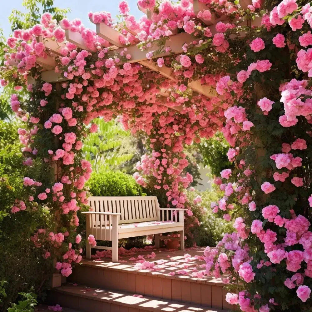 300 Sementes de Rosa Trepadeira Pink para Mudas - PinkTrepadeira™
