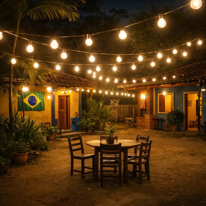 Varal de Lâmpadas Amarelas Para Area Externa