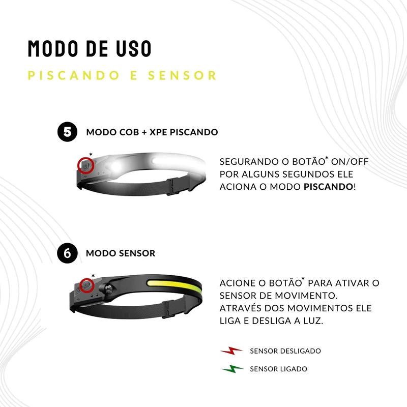 Lanterna de Cabeça recarregável | Compre 1 leve 2 / Promoção