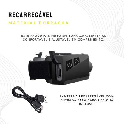 Lanterna de Cabeça recarregável | Compre 1 leve 2 / Promoção