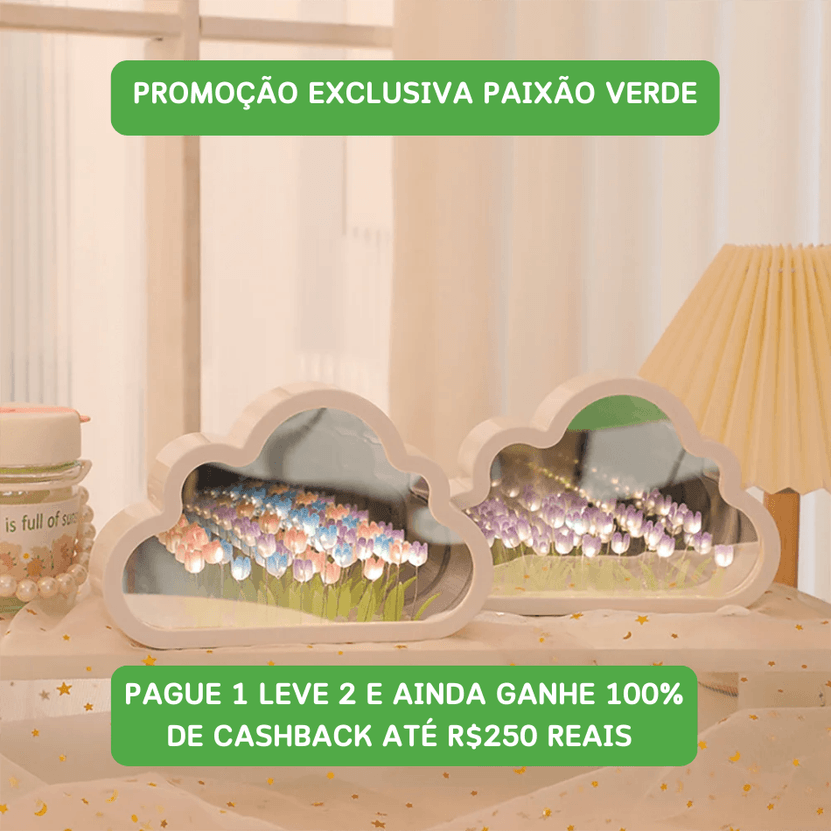 Luminária Espelho Infinito com Tulipas LED Personalizável (Compre 1 Leve 2) - BloomMirror™
