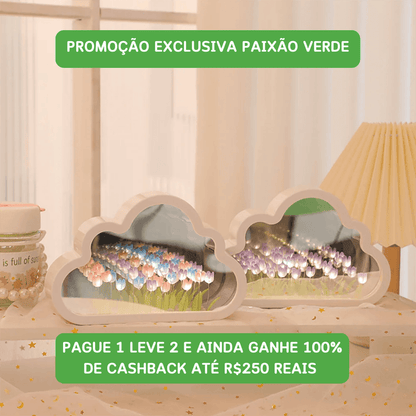 Luminária Espelho Infinito com Tulipas LED Personalizável (Compre 1 Leve 2) - BloomMirror™