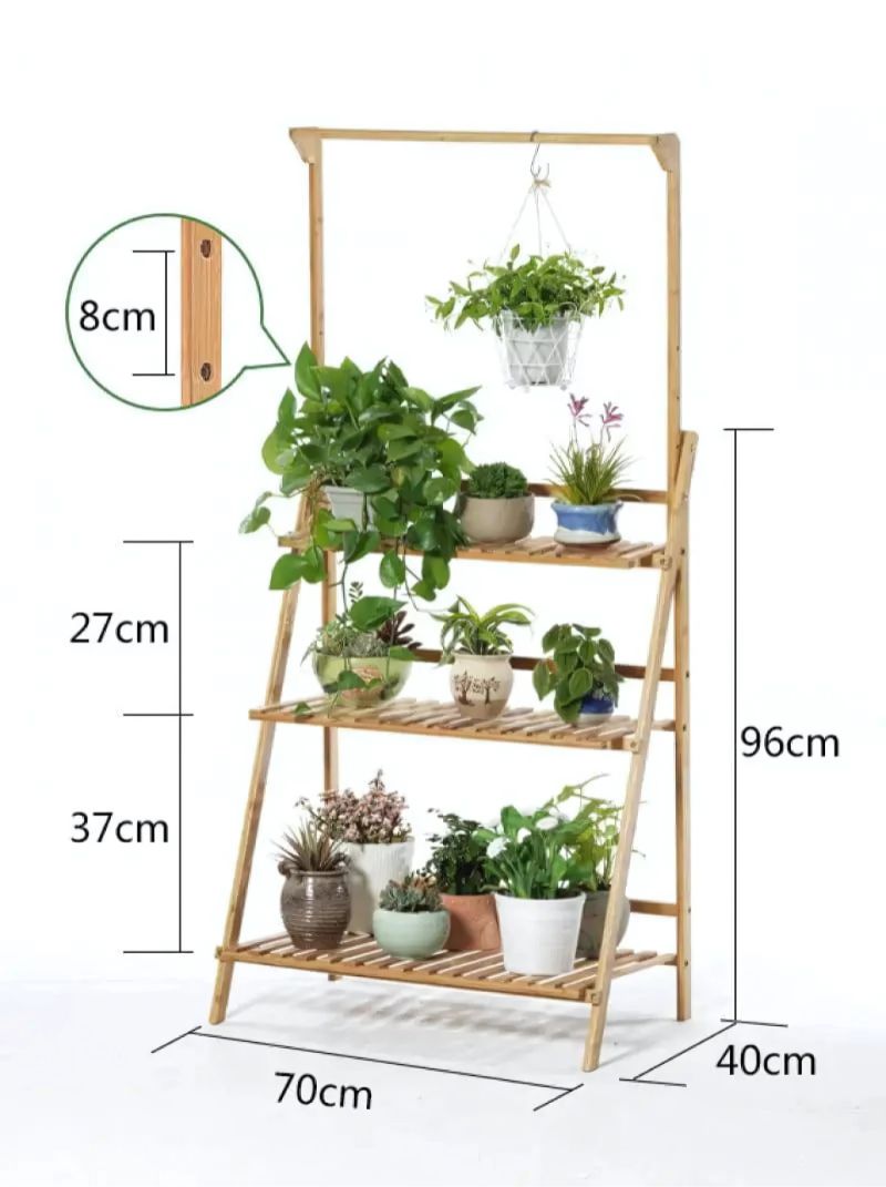 Suporte para Vasos de Plantas com Três Prateleiras