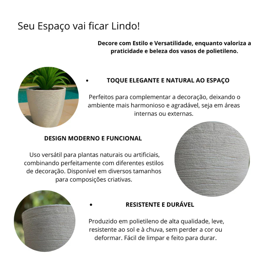 Vaso para plantas com design escovado