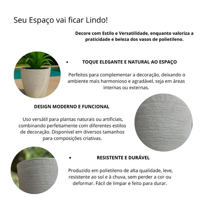 Vaso para plantas com design escovado
