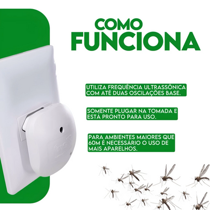 Repelente Eletrônico Ultrassônico Contra Pernilongos, Mosquitos e Baratas - SafeWave™