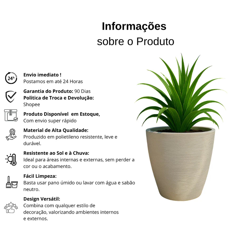 Vaso para plantas com design escovado